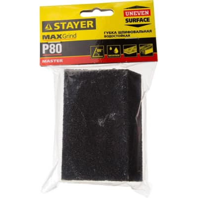 Губка шлифовальная STAYER 100x68x42x26мм, P80, угловая, средняя жесткость 3561-080