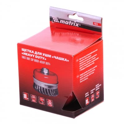 Щетка для УШМ Heavy Duty, 80 мм, М14, чашка, крученая проволока 0,5 мм Matrix 74670