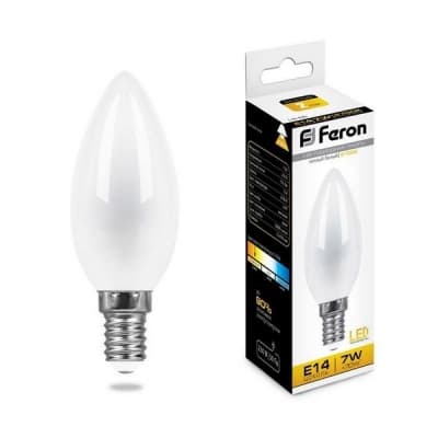 Лампа светодиодная филамент FERON LB-66, C35 (свеча), 7W 230V E14 2700К 25785