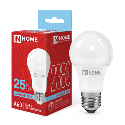 Лампа светодиодная IN HOME LED-A60-VC 25Вт 230В Е27 6500К 2380Лм 4690612062068