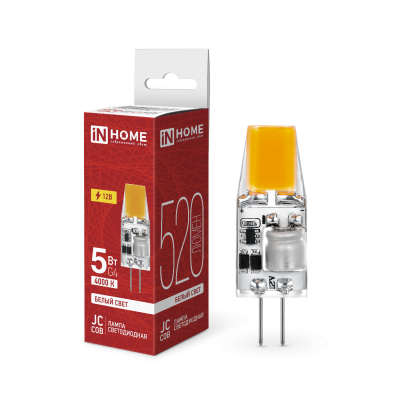 Лампа светодиодная IN HOME LED-JC-COB 5Вт 12В G4 4000К 520Лм 4690612060262