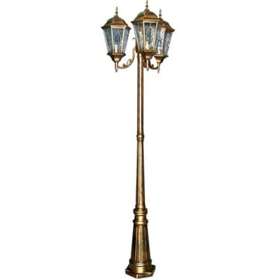 Светильник садово-парковый, серии «Рим» FERON PL158 3*60W, E27, 230V, IP44, цвет черное золото, 6-и гранник, столб большой 11326