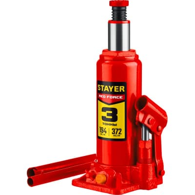 STAYER RED FORCE 3т 194-372мм домкрат бутылочный гидравлический 43160-3_z01