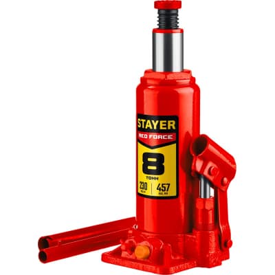 STAYER RED FORCE 8т 230-457мм домкрат бутылочный гидравлический 43160-8_z01