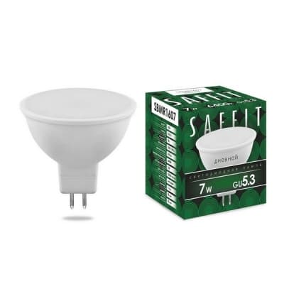 Лампа светодиодная SAFFIT SBMR1607, MR16 (рефлекторная), 7W 230V G5.3 6400К 55029