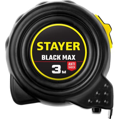 STAYER BlackMax 3м / 16мм рулетка в ударостойком полностью обрезиненном корпусе  и двумя фиксаторами 3410-03_z02