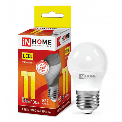 Лампа светодиодная LED-ШАР-VC 11Вт 230В Е27 3000К 820Лм IN HOME 4690612020600