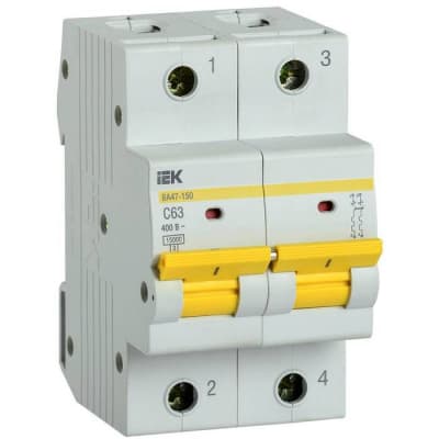 Автоматический выключатель IEK ВА47-150 2Р 63А 15кА характеристика C MVA50-2-063-C
