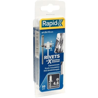 Заклепка из нержавеющей стали RAPID 4.8 x 10 мм, 50 шт., 5000396