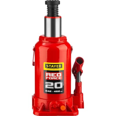 Домкрат бутылочный гидравлический RED FORCE STAYER 20т, 242-452 мм 43160-20_z01