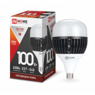 Лампа светодиодная LED-HP-PRO 100Вт 230В E27 с адаптером Е40 6500К 9000Лм IN HOME 4690612035697