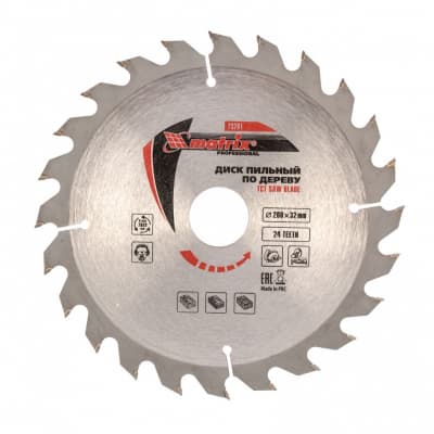 Пильный диск по дереву, 200 х 32 мм, 24 зуба, кольцо 30/32 Matrix Professional 73261