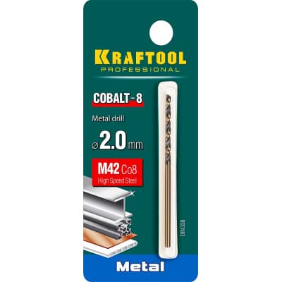 KRAFTOOL COBALT 2.0 х49мм, Сверло по металлу HSS-Co(8%) , сталь М42(S2-10-1-8) 29656-2