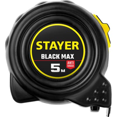 STAYER BlackMax 5м / 19мм рулетка в ударостойком полностью обрезиненном корпусе  и двумя фиксаторами 3410-05_z02