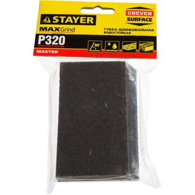 Губка шлифовальная STAYER 100x68x42x26мм, P320, угловая, средняя жесткость 3561-320