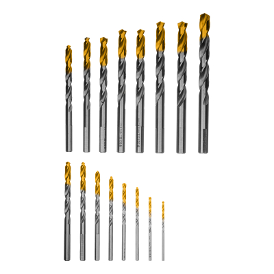 Набор сверл по металлу, 1-10 мм, Р6М5-TiN, Golden Tip, 19 шт Denzel 723003