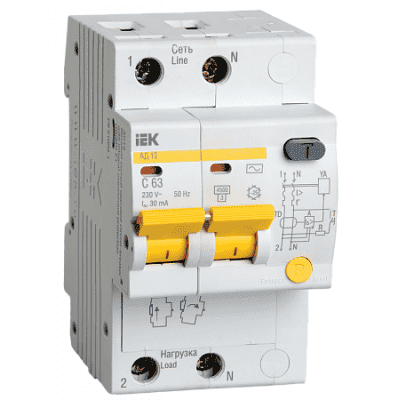 Дифференциальный автоматический выключатель IEK АД12 2Р 40А 30мА MAD10-2-040-C-030