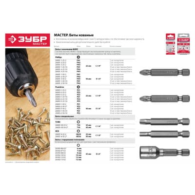 Набор бит для шуруповерта ЗУБР МАСТЕР 26001-2-25-10