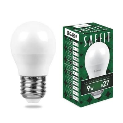 Лампа светодиодная SAFFIT SBG4509, G45 (шар), 9W 230V E27 4000К 55083