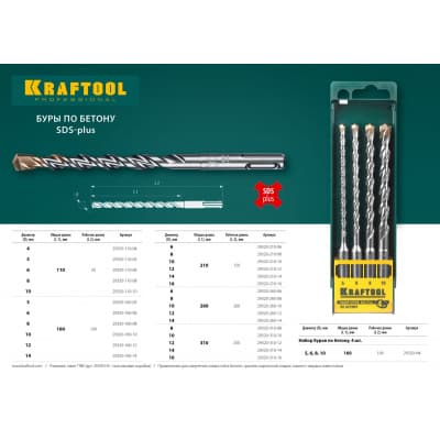 Бур по бетону KRAFTOOL 10 x 110 мм, SDS-Plus 29320-110-10_z01