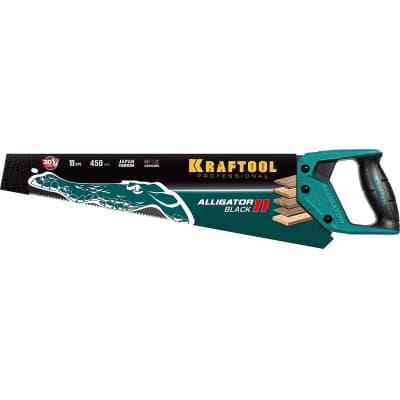 Ножовка для точного реза "Alligator BLACK 11", 450 мм, 11 TPI 3D зуб, KRAFTOOL 15205-45
