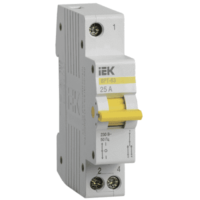 Выключатель-разъединитель IEK трехпозиционный ВРТ-63 1P 25А MPR10-1-025