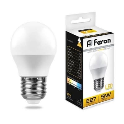 Лампа светодиодная FERON LB-550, G45 (шар малый), 9W 230V E27 2700К 25804