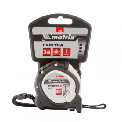 Рулетка Neon, 3 м x 16 мм, обрезиненный корпус, 3 фиксации, Pro Matrix 32590