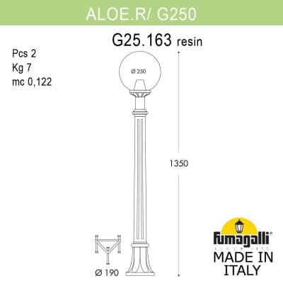 Садовый светильник-столбик FUMAGALLI ALOE`.R/G250 G25.163.000.AYF1R
