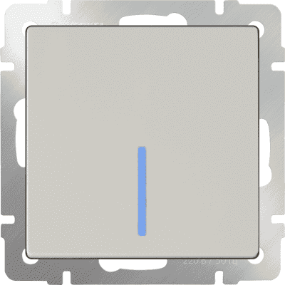 Выключатель одноклавишный проходной с подсветкой Werkel WL03-SW-1G-2W-LED-ivory слоновая кость 4690389059254