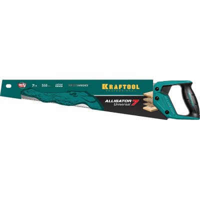Ножовка универсальная "Alligator Universal 7", 550 мм, 7 TPI 3D зуб. KRAFTOOL 15004-55