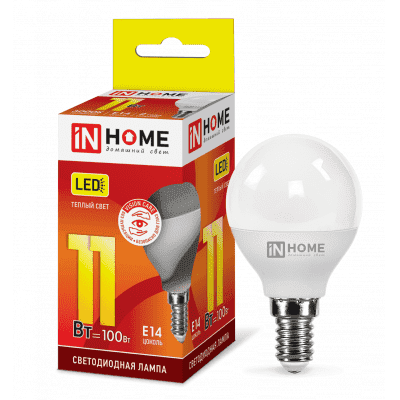Лампа светодиодная LED-ШАР-VC 11Вт 230В Е14 3000К 820Лм IN HOME 4690612020587