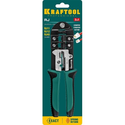 RJ кримпер универсальный, RJ45, RJ11/RJ12, KRAFTOOL 22699