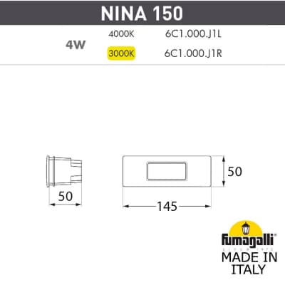 Светильник для подсветки лестниц встраиваемый FUMAGALLI NINA 150 6C1.000.000.AYJ1L