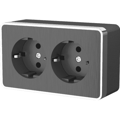 Розетка двойная с заземлением Werkel WL15-02-03 Gallant графит рифленый 4690389128240