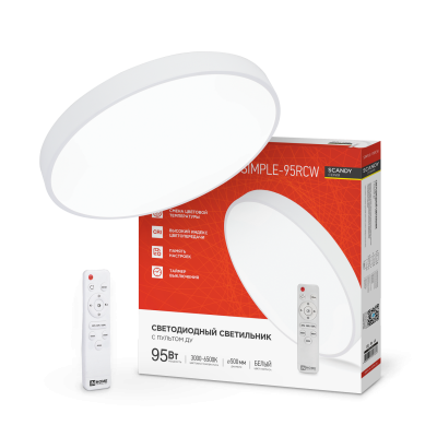 Светильник светодиодный IN HOME SCANDY SIMPLE-95RCW 95Вт 230В 3000-6500K 7600Лм 500x50мм с пультом ДУ белый 4690612057330