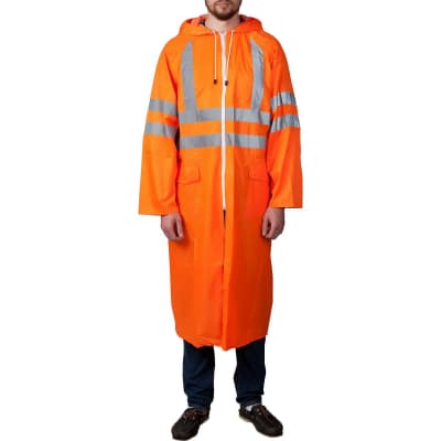 Плащ-дождевик ЗУБР размер 52-54, оранжевый, светоотражающие полосы, 11617-52 Профессионал