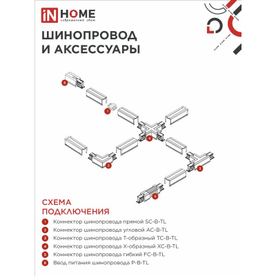 Светильник трековый IN HOME TR-GU10 SP-BL черный 4690612056692