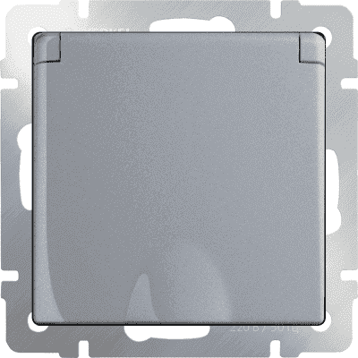 Розетка с заземлением со шторками и крышкой Werkel WL06-SKGSC-01-IP44 серебряный 4690389053917