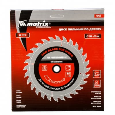 Пильный диск по дереву, 200 х 32 мм, 60 зубьев, кольцо 30/32 Matrix Professional 73264