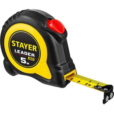 STAYER LEADER 5м / 25мм рулетка с автостопом в ударостойком обрезиненном корпусе 3402-5_z02