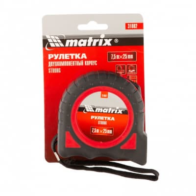 Рулетка Strong, 7,5 м х 25 мм, обрезиненный корпус Matrix 31082
