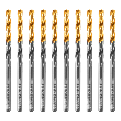 Сверло по металлу, 3,5 мм, HSS-Tin, Golden Tip, 10 шт. Denzel 717207