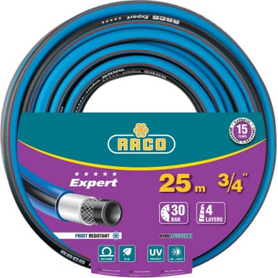 Шланг поливочный Raco O 3/4" x 25 м, 30 атм., 4-x слойный, армированный, EXPERT 40302-3/4-25_z01