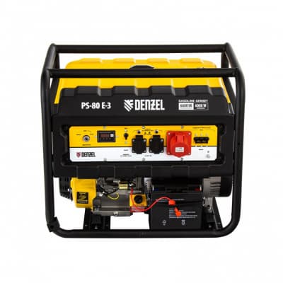 Генератор бензиновый PS 80 E-3, 6.6 кВт, 400 В, 25 л, электростартер Denzel 946954