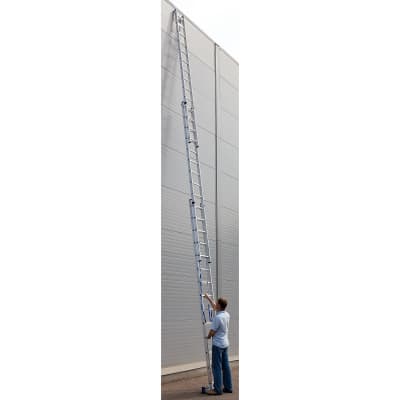 Лестница универсальная трехсекционная СИБИН число ступеней 3 х 14, алюминий, максимальная нагрузка 150 кг 38833-14