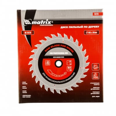 Пильный диск по дереву, 185 х 20 мм, 36 зубьев, кольцо 16/20 Matrix Professional 73278