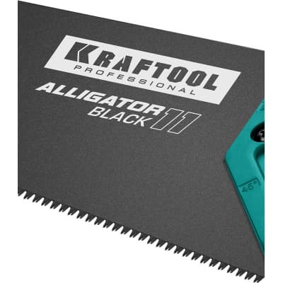 Ножовка для точного реза "Alligator BLACK 11", 550 мм, 11 TPI 3D зуб, KRAFTOOL 15205-55