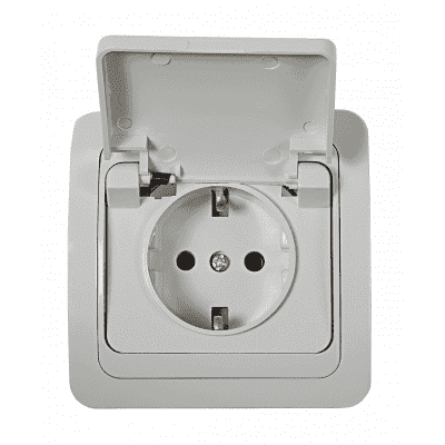 Розетка одинарная с заземлением с крышкой CLASSICO белая 2114 IN HOME 4690612002422