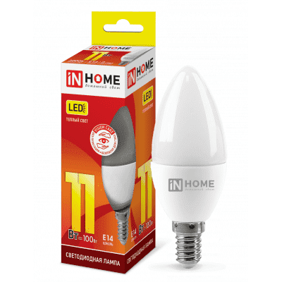 Лампа светодиодная LED-СВЕЧА-VC 11Вт 230В Е14 3000К 820Лм IN HOME 4690612020464